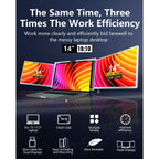 14 inch Trifold Portable Monitor 1080P IPS FHD Laptop Screen Extender For Laptop - Space Grey Tristar