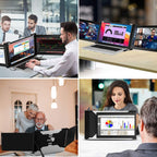 Dual Portable Tri Fold 1080P IPS FHD Screen Monitor Screen Extender For Laptop 10.1" Grey Tristar