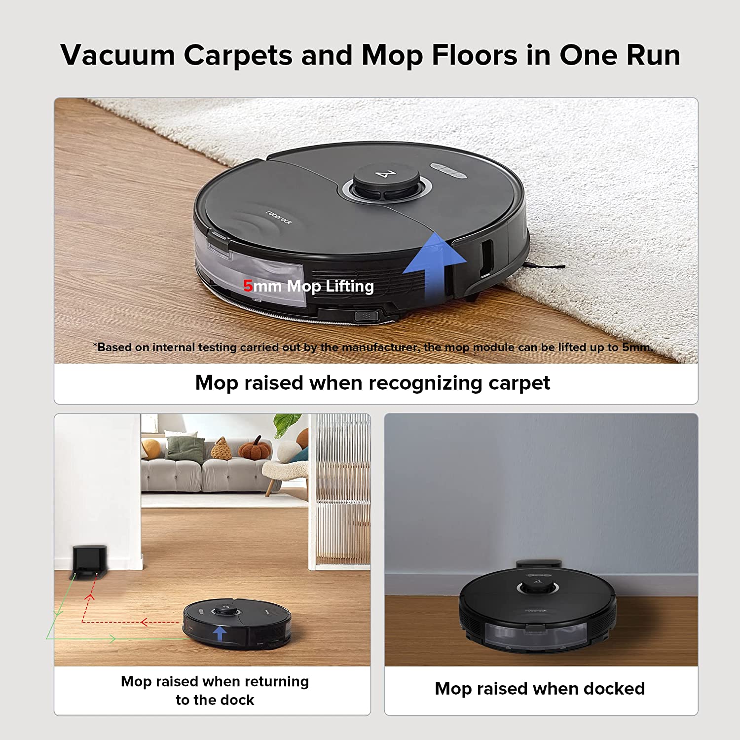 Roborock S8 Robot Vacuum Cleaner & Sonic Mop - Black Roborock