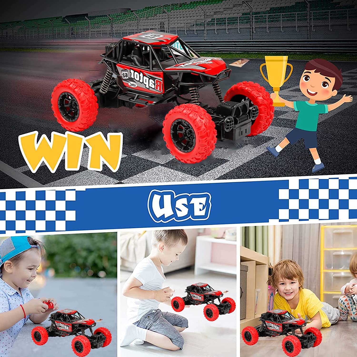 Remote Control Raptor Monster Truck 1:18 Scale Motion Climbing Cross Country RC Toy Car Tristar