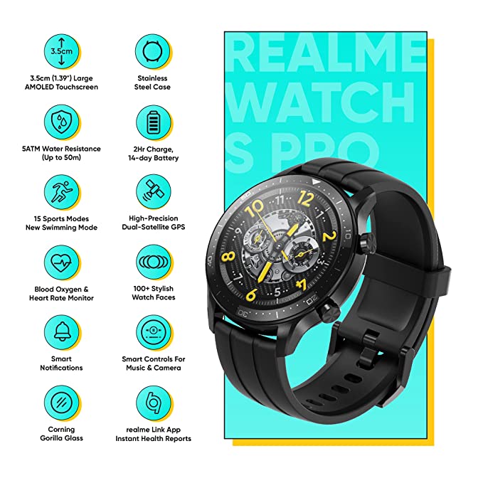 Realme Smart Watch S Pro with 3.53 cm (1.39") AMOLED Touchscreen Realme