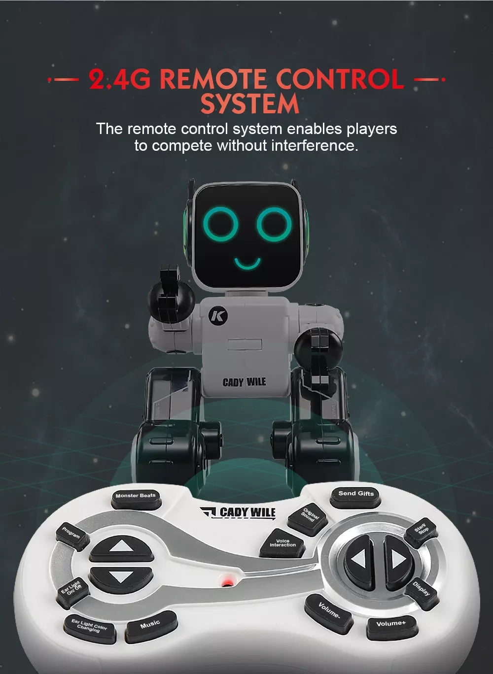 JJRC Cady Wile 2.4G Intelligent Remote Control Robot Advisor RC Toy Coin Bank Gift for Kids Tristar