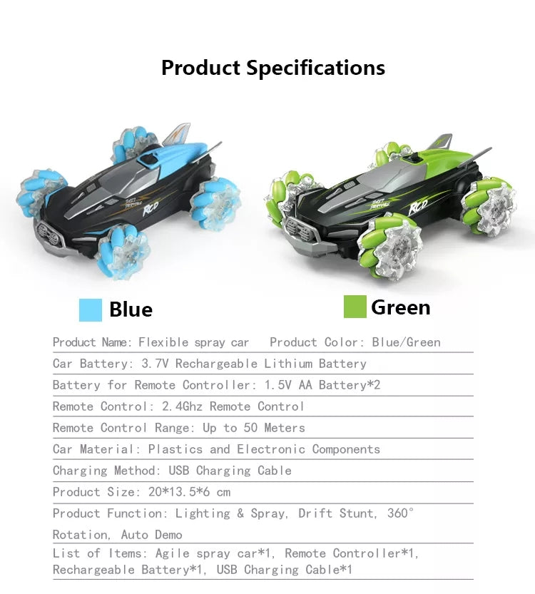 Remote Control RC Stunt Smart Spray Toy Car For Kids With Watch Gesture Tristar
