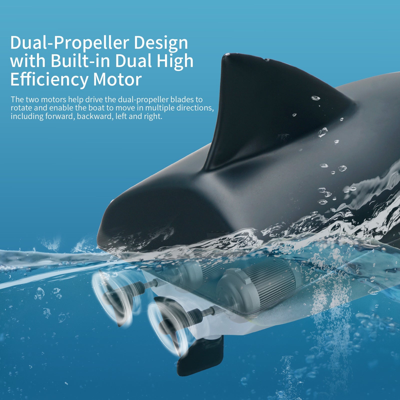 Remote Control 2 in 1 Dual Mode RC Electric Cordless Shark Speedboat Toy For Kids Tristar