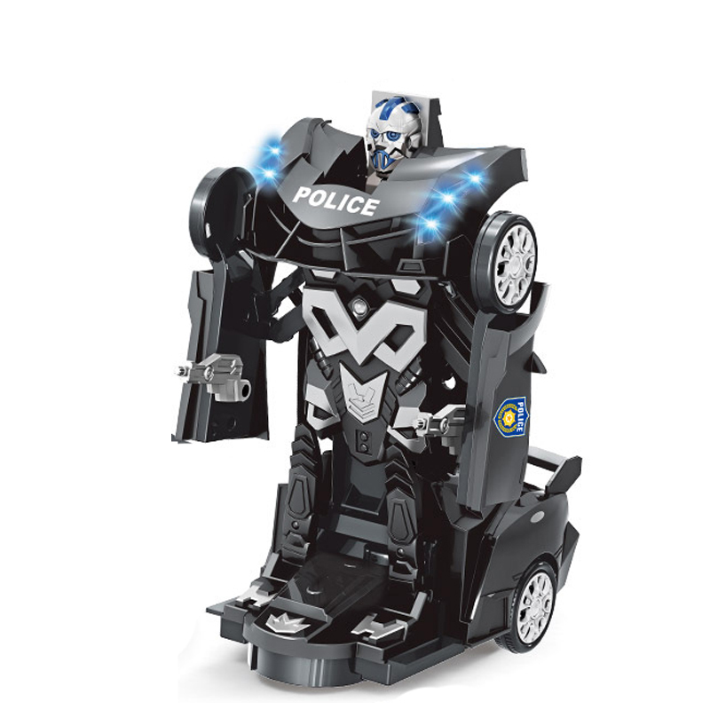 Remote Control Transforming Lamborghini Robot Police Toy Car - Black Tristar