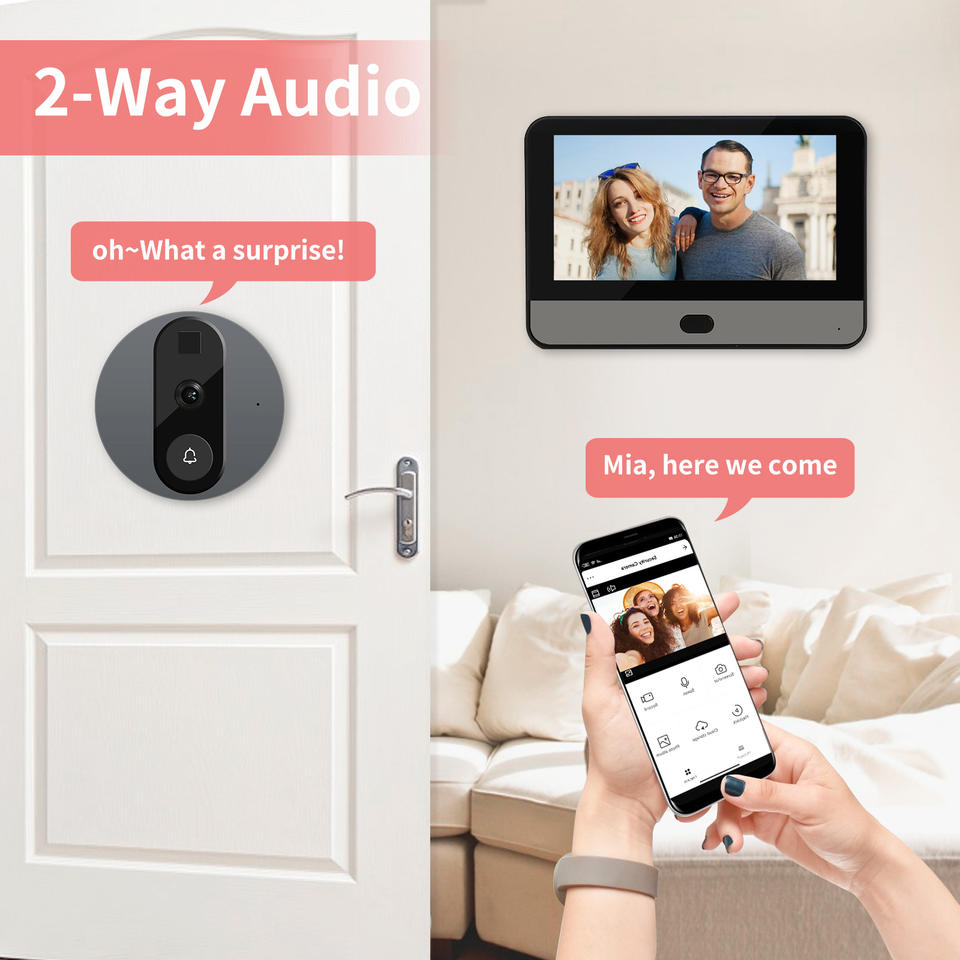 Tuya Video 1080P Wireless Lcd Monitor Video Doorbell Camera Night Vision Wifi Electronic Peephole Door Viewer with APP Control Tuya