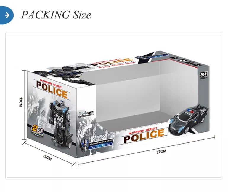 Remote Control Transforming Lamborghini Robot Police Toy Car - Black Tristar