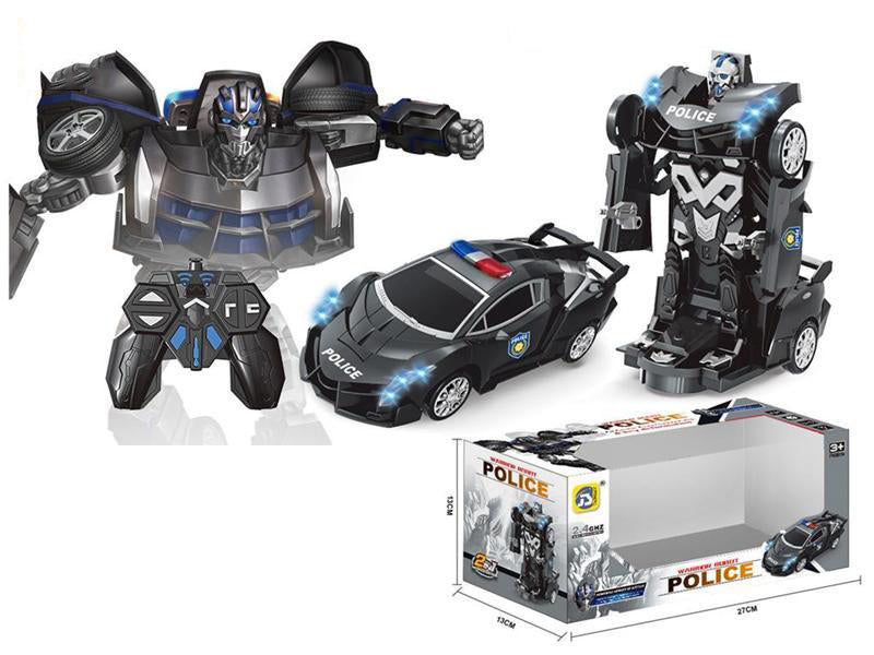 Remote Control Transforming Lamborghini Robot Police Toy Car - Black Tristar
