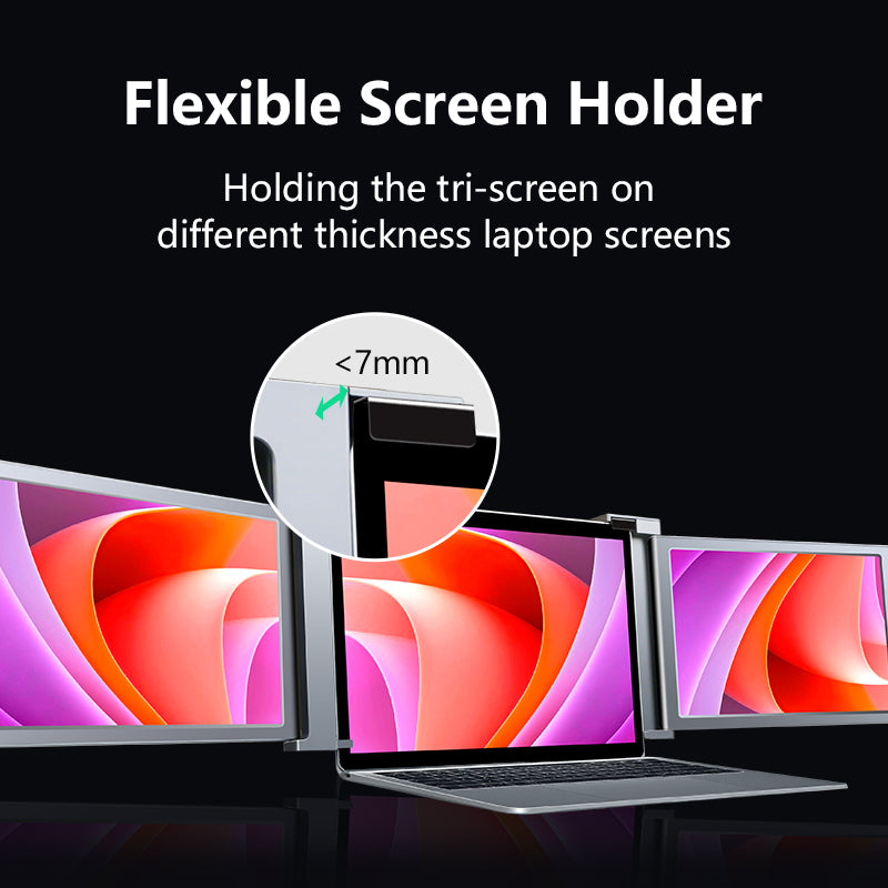 Dual Portable Tri Fold 1080P IPS FHD Screen Monitor Screen Extender For Laptop 10.1" Grey - Open Never Used Tristar