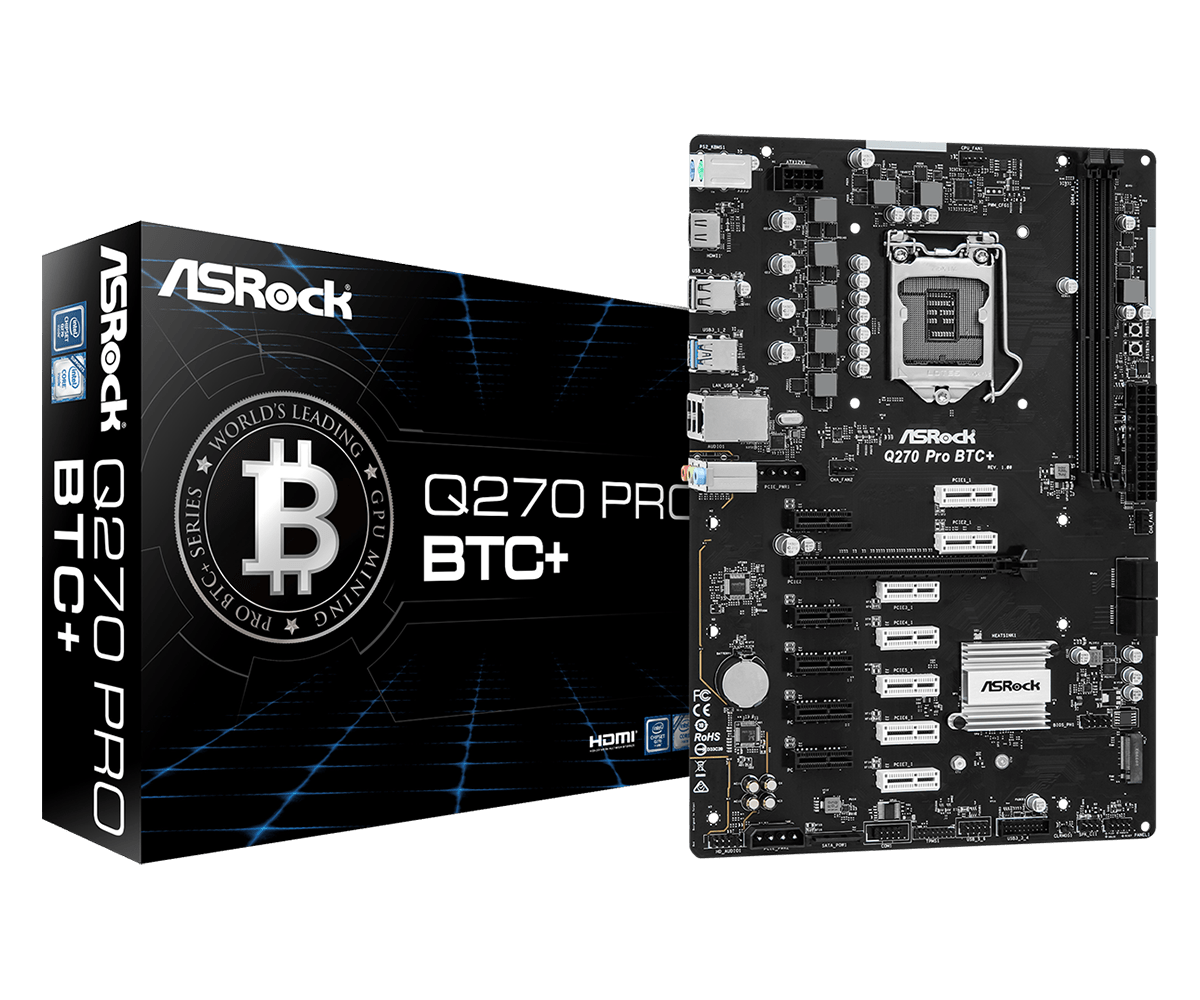 ASRock Q270 Pro BTC+ Bitcoin Mining Motherboard ASRock