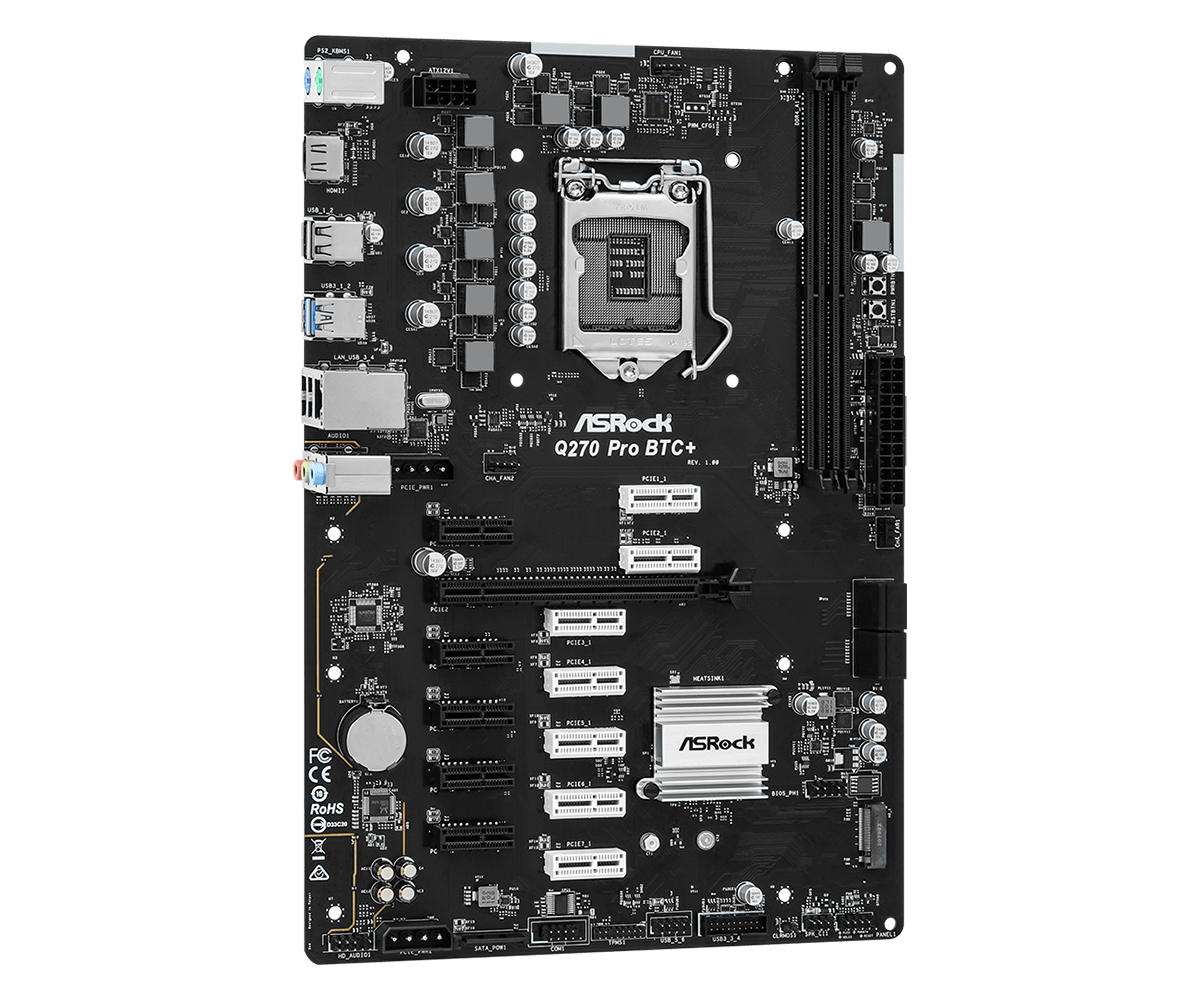 ASRock Q270 Pro BTC+ Bitcoin Mining Motherboard ASRock