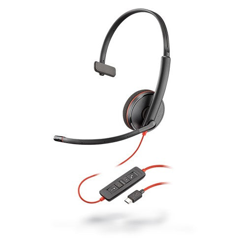 Plantronics - Blackwire 3210 - Wired, Single Ear (Monaural) Headset with Boom Mic - USB-A to Connect to Your PC and/or Mac Plantronics