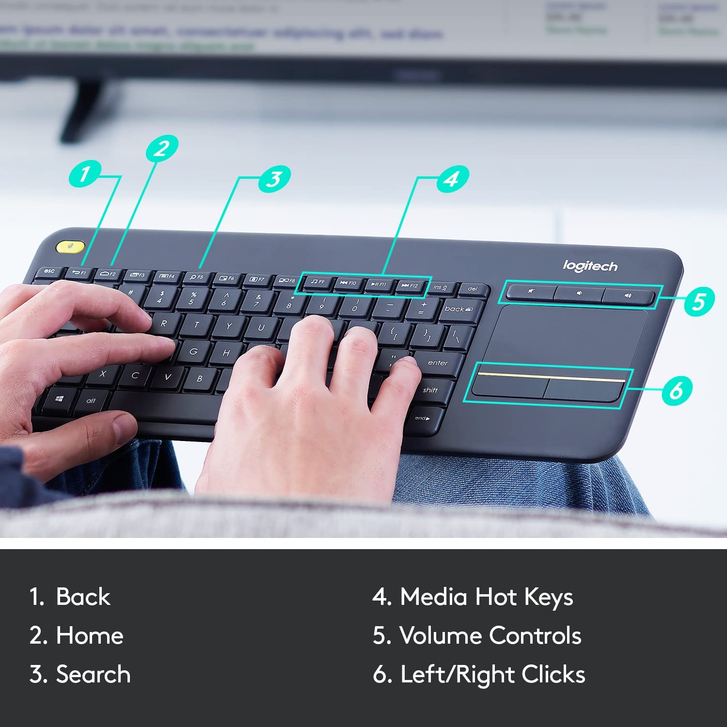 Logitech K400 Plus Wireless Keyboard with Touchpad Logitech