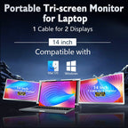Dual Portable Monitor Trifold 1080P IPS FHD Monitor Screen Extender For Laptop 14 inches - Space Grey Tristar