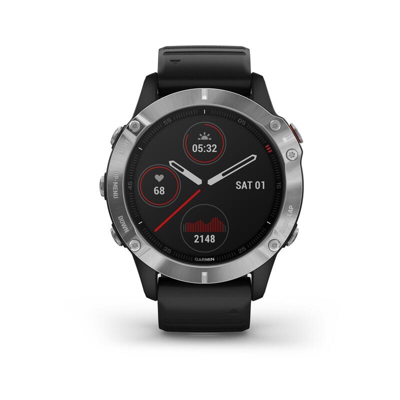 Garmin Fenix 6 Premium Multisport GPS Smartwatch - Silver With Black Band Garmin