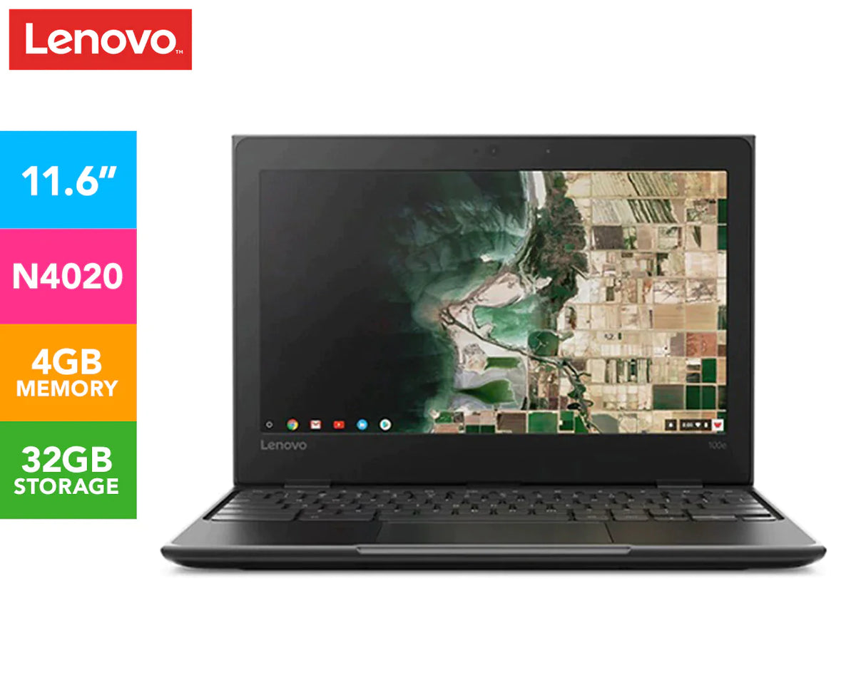Lenovo 100e 11.6-inch Laptop Intel Celeron-N4020 4GB 32GB  Integrated Intel UHD Graphics 600 - Black