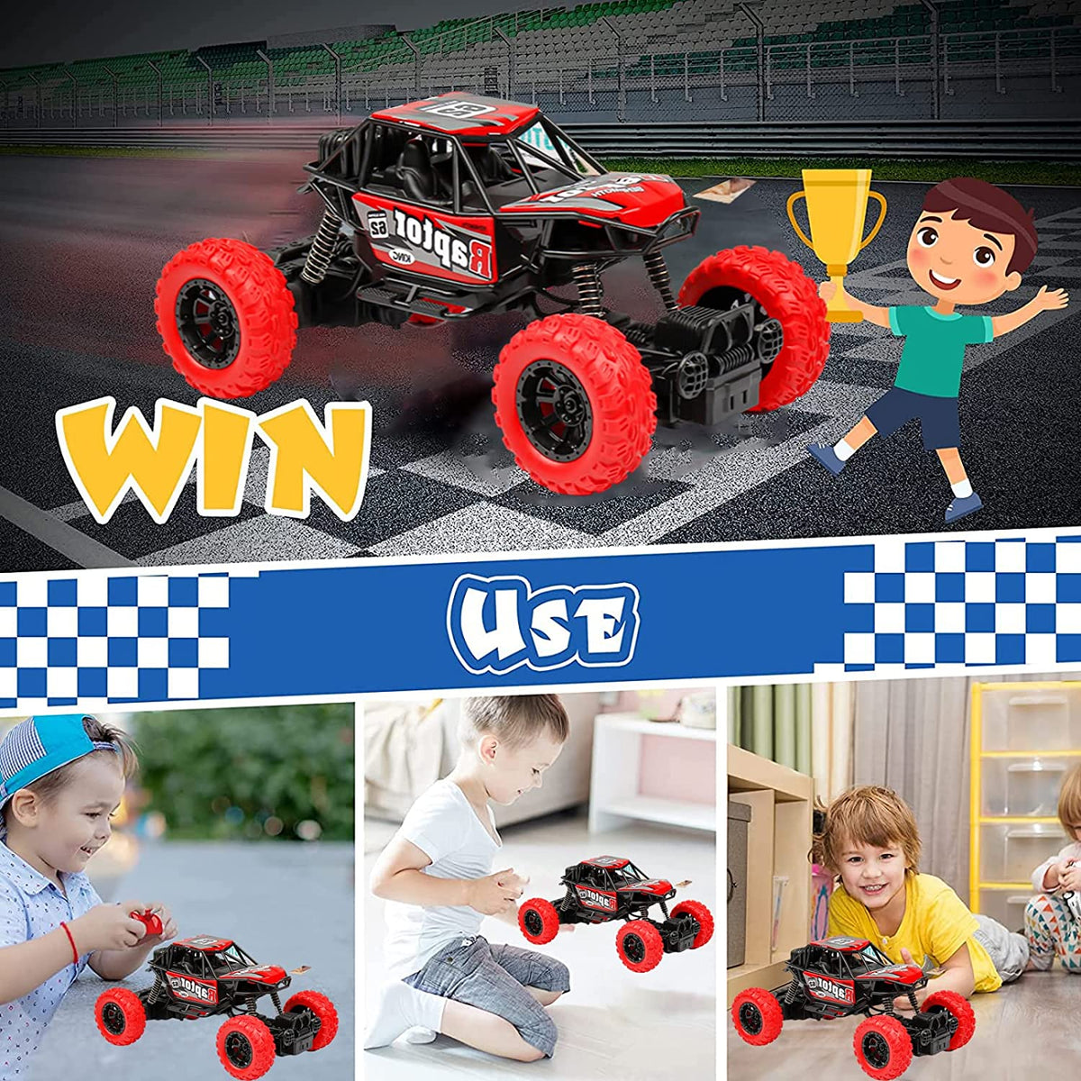 Remote Control Raptor Monster Truck 1:18 Scale Motion Climbing Cross Country RC Toy Car Tristar